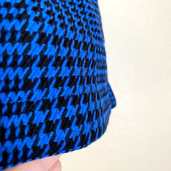 Miley Cyrus Max Azria Size 11 Blue Houndstooth Short Pleated Mini Skirt Buttons - Picture 6 of 8